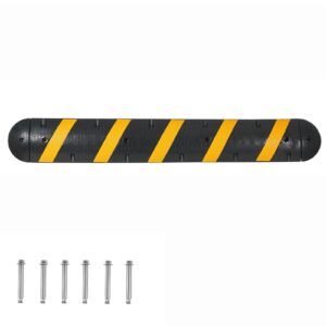 6FT Rubber Speed Bump, 2 Channel, Heavy Duty Traffic Speed Hump, 22000 lbs/axle Load Capacity, 72 in Cable Protector Ramp with Expansion Screws, for Asphalt Concrete Gravel Driveway Road, 1 Pack
