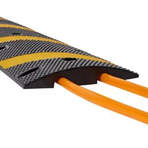 6ft rubber speed bump, 2 pack, 2 channel heavy duty traffic speed hump, 22000 lbs/axle load capacity, 72 in cable protector ramp with expansion screws, for asphalt concrete gravel driveway road