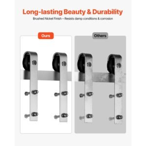 6ft sliding barn door hardware kit, 330 lbs weight capacity, compatible with 36 inches max width & 1 3/8 to 1 3/4 inches thickness single sliding barn door, durable track & j shape roller silver