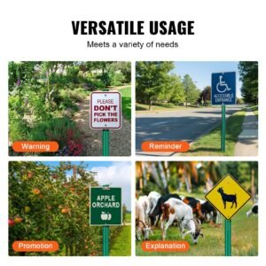6ft u channel sign post, 4pack green heavy duty steel fixed fence post, steel fence u channel sign for garden, courtyard, farm or traffic intersection