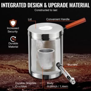 6kg propane melting furnace kit, large capacity foundry home kilns, blacksmithing forge with crucible & tongs kiln, stainless steel, for metal scrap recycle, gold copper silver casting