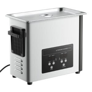 6l ultrasonic cleaner, professional ultrasonic cleaner machine with cleaning basket & digital display, 120w stainless steel 40khz cleaning machine for watches, razors, jewelry, coins and more