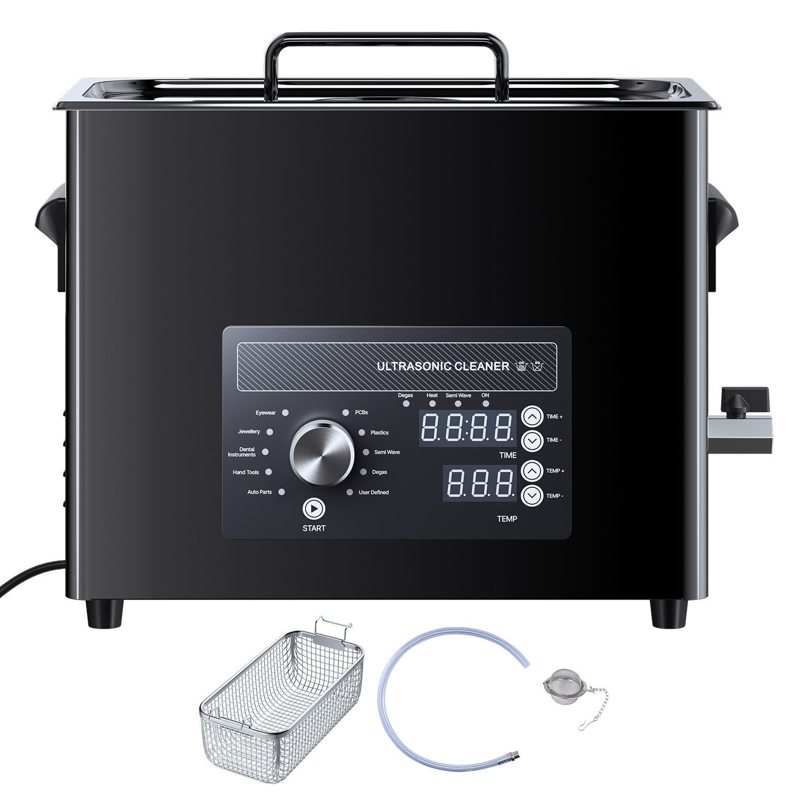 6l ultrasonic cleaner, professional ultrasonic cleaner machine with knob control, stainless steel cleaning machine with basket and cleaning ball, for watches, razors, jewelry, coins and more