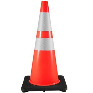 6pack 36" traffic cones, safety road parking cone with black weighted base, pvc orange traffic safety cones, hazard cones reflective collars for construction traffic parking
