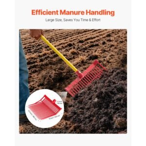 6pcs manure fork replacement head, 18 angled tines horse manure fork head, durable plastic pitchfork heads, horse mulch rake for picking up stable stall muck grass hay cleaning farm work