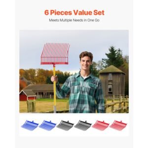 6pcs manure fork replacement head, 18 angled tines horse manure fork head, durable plastic pitchfork heads, horse mulch rake for picking up stable stall muck grass hay cleaning farm work