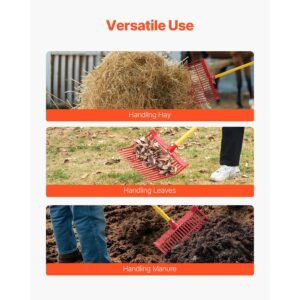 6pcs manure fork replacement head, 18 angled tines horse manure fork head, durable plastic pitchfork heads, horse mulch rake for picking up stable stall muck grass hay cleaning farm work