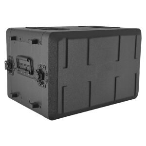 6U Rack Case, 12 in Depth, Rackmount Flight Case Shallow Rack with Microphone Compartment, Polyethylene Construction, Recessed Latches, Easy Installation, for Amplifier, 8.7 in Internal Depth