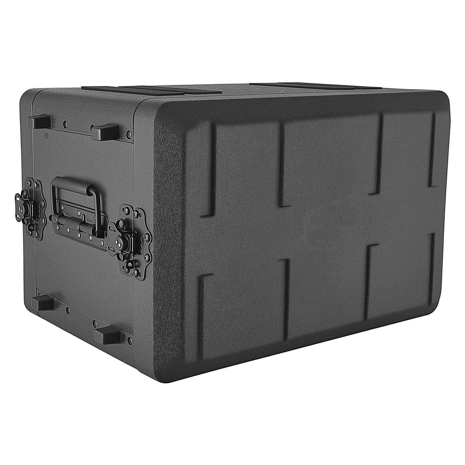 6u rack case, 12 in depth, rackmount flight case shallow rack with microphone compartment, polyethylene construction, recessed latches, easy installation, for amplifier, 8.7 in internal depth