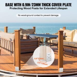 6"x 6" post base, 1pcs stainless steel adjustable post anchor bracket(internal 5.9 x 5.5"), adjustable post base for pavilion deck porch handrail railing support decorative anchor plate