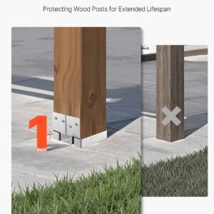 6x6 post base 10 pcs, inner size 5.49x5.57inch/139.5x141.5mm concrete post anchor, heavy duty zinc plated carbon steel posts brackets with 1 inch standoff elevation, for concrete pergolas patio