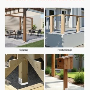 6x6 post base 10 pcs, inner size 5.49x5.57inch/139.5x141.5mm concrete post anchor, heavy duty zinc plated carbon steel posts brackets with 1 inch standoff elevation, for concrete pergolas patio