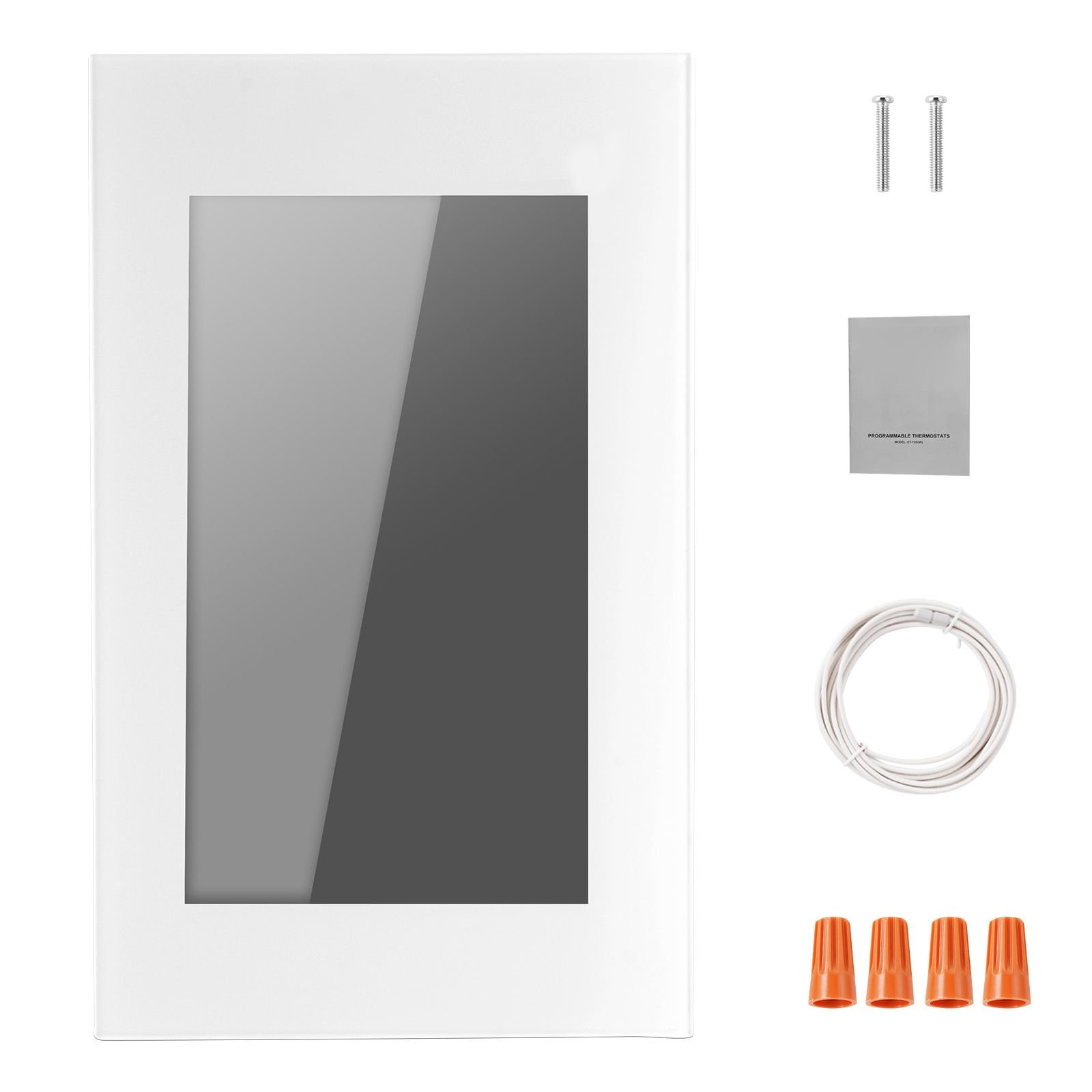 7 day programmable thermostat, home thermostats for radiant underfloor heating cable, heat pump, with gfci & sensitive sensor, lcd touchscreen, energy efficient, gray white (without wifi)