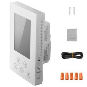 7-Day Programmable Thermostat, Home Thermostats for Radiant Underfloor Heating Cable,Heat Pump, Built-in GFCI & Sensitive Sensor, LED Screen with Backlight,Energy-Efficient,White