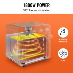 7 in 1 air fryer toaster oven, 18l convection oven, 1700w stainless steel toaster ovens countertop combo with grill, pizza pan, gloves, 6 slices toast, 12 inch pizza, home and commercial use