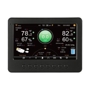 7 in 1 wi fi weather station, 7 inch tft display, wireless solar powered outdoor sensor, rain gauge, indoor outdoor for weather forecast, wind speed direction, temperature, humidity, rainfall