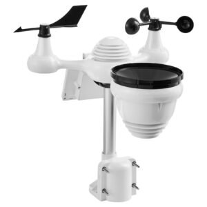 7 in 1 wireless weather station with wi fi, 7" tft colorful display, solar powered outdoor sensor, indoor & outdoor monitoring, includes temperature, humidity, wind speed/direction, and rainfall