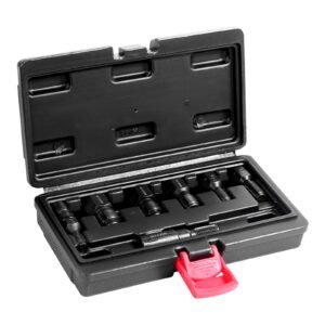 7 piece thread chaser set, metric thread restorer tool m10 m12 m14 m18 m20 m22, rethreading tool kit with storage case, heat treated carbon steel, for automotive thread repair applications