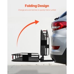 70" x 30" x 6", hitch cargo carrier, 500 lbs capacity hitch cargo carrier with nighttime reflective reminder, folding hitch mount cargo carrier with hitch lock for 2" receiver, fit for suvs