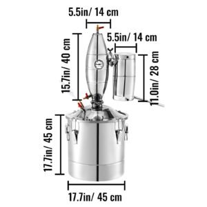 70l 18.5gal water alcohol distiller 304 stainless steel alcohol still wine making boiler home kit with thermometer for whiskey brandy essential, sliver
