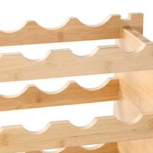 72 Bottle Stackable Modular Wine Rack, 8-Tier Solid Bamboo Wood Storage Racks, Floor Freestanding Wines Holder Display Shelf, Wobble-Free Shelves for Kitchen, Bar, and Cellar (Natural Color)