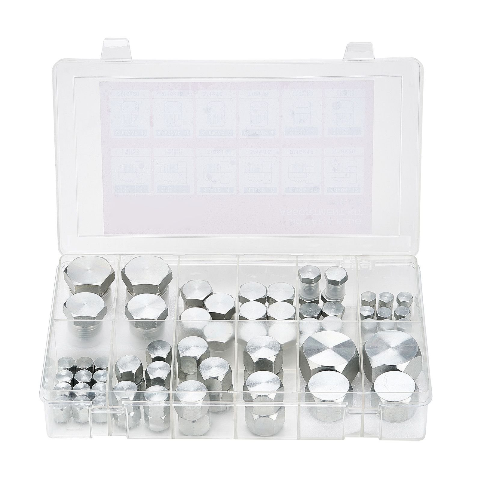 72 pcs jic hydraulic fittings, heavy duty master industrial hydraulic cap and plug, hose tube and pipe fitting kit cap and plug kit precision threading in 37° dash sizes 4 6 8 10 12 16