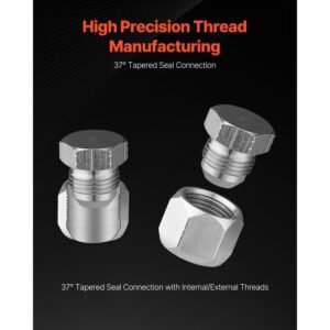 72 pcs jic hydraulic fittings, heavy duty master industrial hydraulic cap and plug, hose tube and pipe fitting kit cap and plug kit precision threading in 37° dash sizes 4 6 8 10 12 16