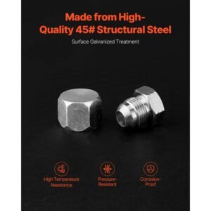 72 pcs jic hydraulic fittings, heavy duty master industrial hydraulic cap and plug, hose tube and pipe fitting kit cap and plug kit precision threading in 37° dash sizes 4 6 8 10 12 16