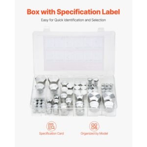 72 pcs jic hydraulic fittings, heavy duty master industrial hydraulic cap and plug, hose tube and pipe fitting kit cap and plug kit precision threading in 37° dash sizes 4 6 8 10 12 16