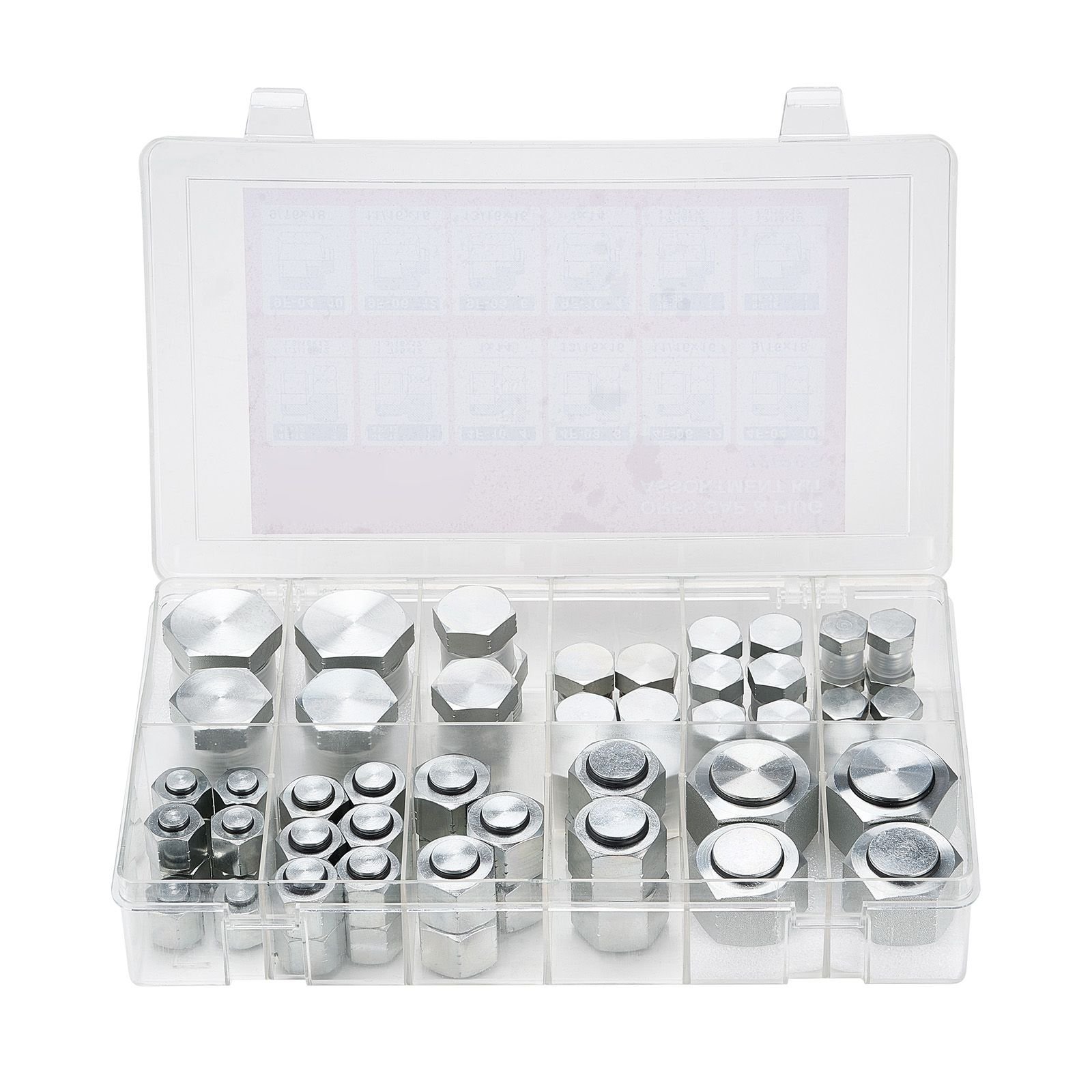 72 pcs orfs hydraulic fittings, o ring face seal fitting kit, hydraulic hose tube and pipe fittings, cap and plug set for hydraulics, o ring assortment kit precision thread, sizes 4 6 8 10 12 16