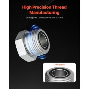 72 pcs orfs hydraulic fittings, o ring face seal fitting kit, hydraulic hose tube and pipe fittings, cap and plug set for hydraulics, o ring assortment kit precision thread, sizes 4 6 8 10 12 16