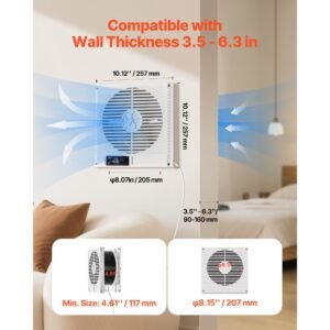 7.5 inch room to room fan, 2 in 1 305 cfm through wall fan with remote control & two way airflow, 10 speed ventilation quiet vent for kitchen, living & laundry room workshop