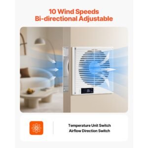 7.5 inch room to room fan, 2 in 1 305 cfm through wall fan with remote control & two way airflow, 10 speed ventilation quiet vent for kitchen, living & laundry room workshop