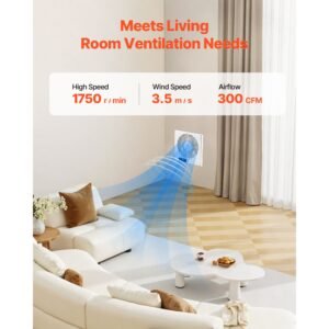 7.5 inch room to room fan, 2 in 1 305 cfm through wall fan with remote control & two way airflow, 10 speed ventilation quiet vent for kitchen, living & laundry room workshop
