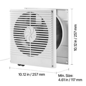 7.5 inch room to room fan, through wall fan with ac motor & bi directional adjustable wind, 180 cfm ventilation quiet exhaust vent for kitchen, living & laundry room, workshop