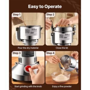 750g electric grain mill grinder, high speed 2000w commercial spice grinders, stainless steel pulverizer powder machine, for dry grains spices cereals coffee corn pepper, straight type