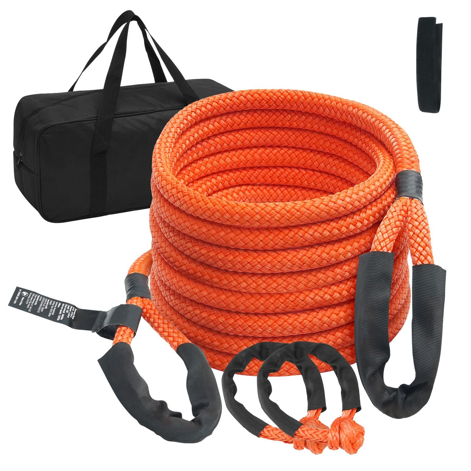 7/8" x 30' kinetic recovery tow rope 30,580lbs, heavy duty off road snatch strap with 2 soft shackles (41750lbs) extreme duty 30% elasticity energy snatch strap jeep car truck atv tractor