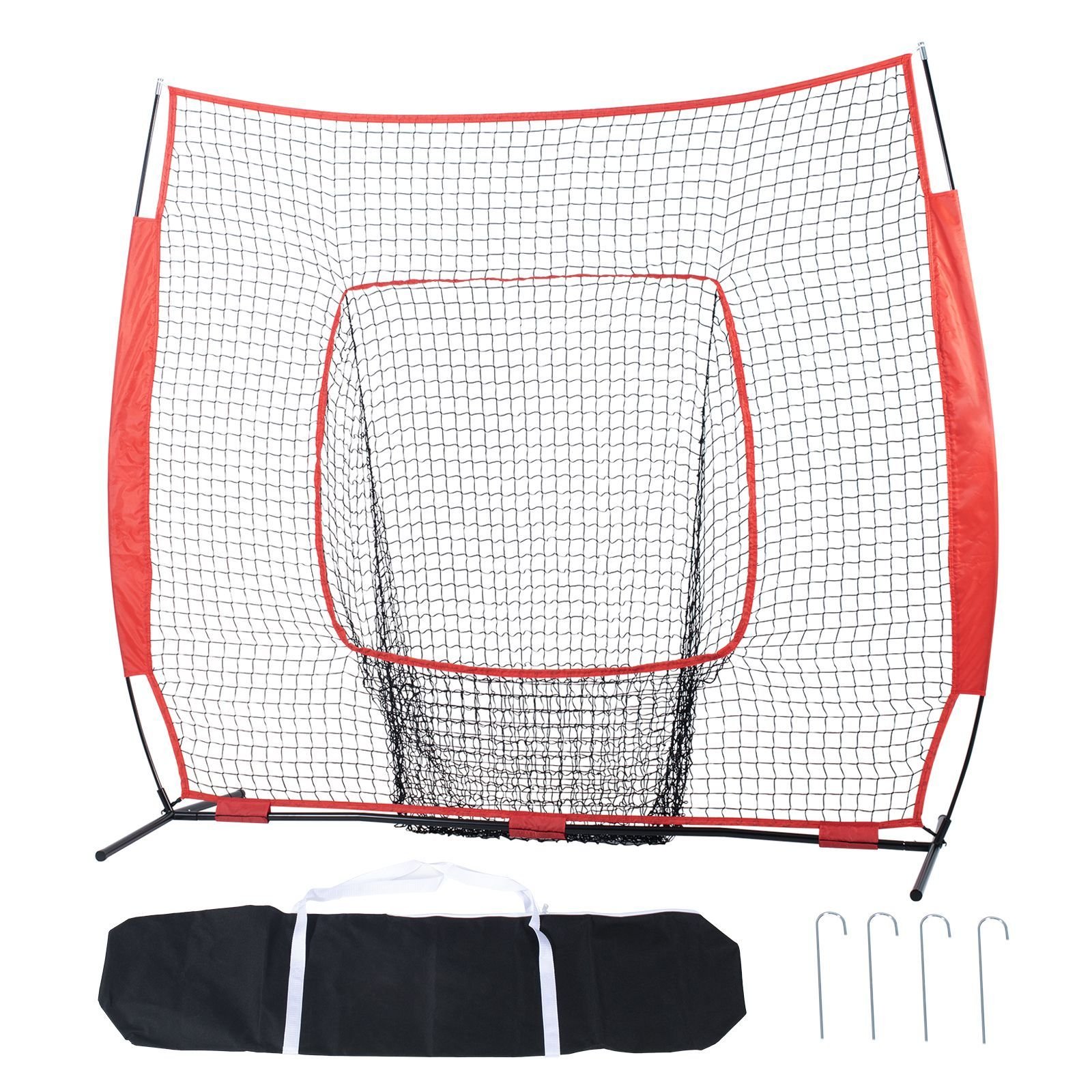 7x7 ft baseball softball practice net, portable baseball training net for hitting batting catching pitching, backstop baseball equipment training aids with carry bag and strike zone