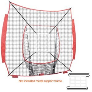 7x7 ft baseball softball practice net, portable baseball training net for hitting batting catching pitching, backstop baseball equipment training aids with strike zone (net only)