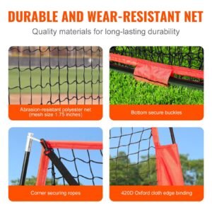 7x7 ft Baseball Softball Practice Net, Portable Baseball Training Net for Hitting Catching Pitching, Backstop Baseball Equipment with Bow Frame, Carry Bag, Strike Zone, Ball, Tee, Ball Collector
