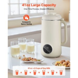 8 in 1 nut milk maker, 41 oz soy milk maker machine with 10 blades, for homemade oat, nut, soy, juice, milkshake, rice cereal, plant based beverages with self cleaning, boil water, 12 hour delay