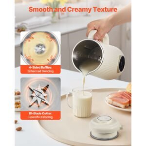 8 in 1 nut milk maker, 41 oz soy milk maker machine with 10 blades, for homemade oat, nut, soy, juice, milkshake, rice cereal, plant based beverages with self cleaning, boil water, 12 hour delay