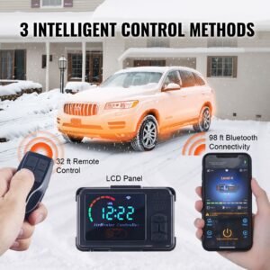 8 kw diesel air heater, bluetooth app control all in one diesel heater with automatic altitude adjustment, remote control and lcd, portable parking heater for rv trailer camper van boat