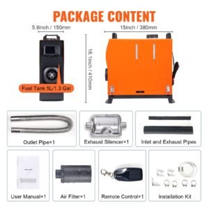 8 kw diesel air heater, bluetooth app control all in one diesel heater with automatic altitude adjustment, remote control and lcd, portable parking heater for rv trailer camper van boat