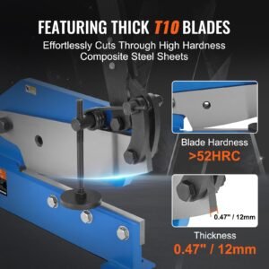 8" manual hand plate shear for metal sheet processing, hs 8 benchtop cutter with q235 material, for crafts thick steel crafting, heavy duty roll press machine for builders, diy enthusiasts