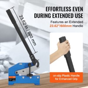 8" manual hand plate shear for metal sheet processing, hs 8 benchtop cutter with q235 material, for crafts thick steel crafting, heavy duty roll press machine for builders, diy enthusiasts