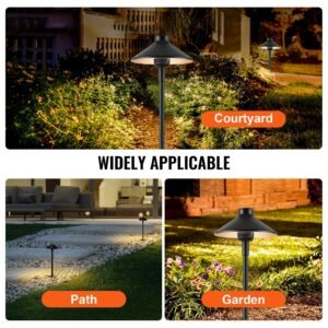 8 pack low voltage landscape path lights, 3w 210lm 12v 24vac/dc outdoor led pathway lighting, 3000k warm white walkway lights with quick connectors, ip66 waterproof for yard garden sidewalk
