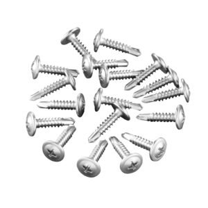 #8 Self Drilling Wood Screws, 3/4 Inch Long 350 PCS Truss Head Wood Screws, Phillips Drive Quick Metal Self Tapping Screw, Stainless Steel and Full Thread, Screwdriver Bit Included, Silver
