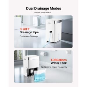 80 pints dehumidifier for home & basement, drain hose for commercial & industrial use, smart humidity control, low noise for large rooms, warehouses, bedrooms & storage, large coverage,white
