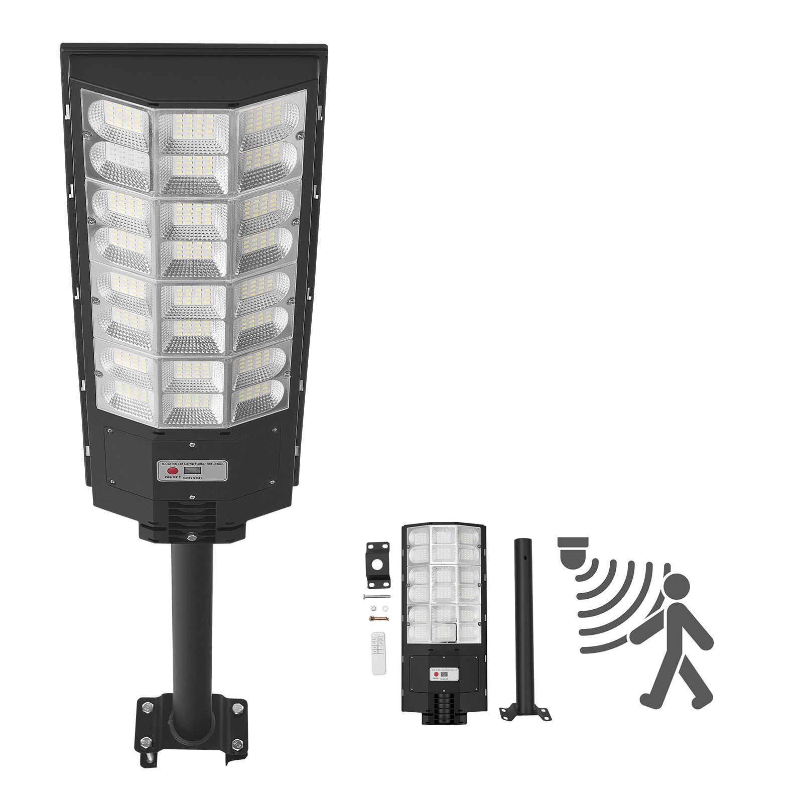 8000w solar street light outdoor, 450000lm, commercial parking lot light dusk to dawn, led flood security lamp with motion sensor, ip65 waterproof outdoor lighting, for driveway yard, 1 pack